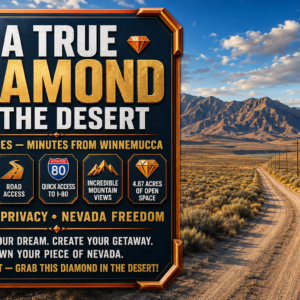 A TRUE DIAMOND IN THE DESERT — 4.87 ACRES JUST MINUTES FROM WINNEMUCCA! 4.87 beautiful Nevada acres with wide-open skies, incredible mountain views, plenty of room to spread out, and downtown Winnemucca just minutes away. Whether you’re dreaming about your future homesite, weekend escape, recreational basecamp, or Nevada land investment, this property is loaded with potential. APN: 014-0231-11