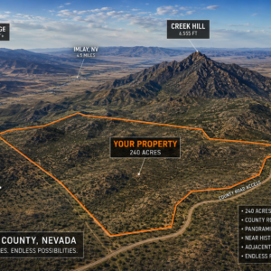241 Acres in Legendary Nevada Gold Country – Surrounded by BLM Land!  Gold Mining is Back! Own an incredible 241-acre property in the heart of Nevada's legendary gold country, where history, adventure, and opportunity come together. Nestled near Creek Hill and surrounded by vast Bureau of Land Management (BLM) land