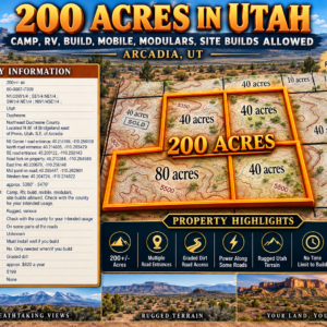 200 Acres in Bridgeland, Utah-Road Access & Incredible Views!  Bridgeland Utah with multiple road access points, dramatic desert scenery, rolling terrain, and expansive mountain views. A rare opportunity for recreation, investment, ranch-style use, or creating your own private getaway in beautiful Duchesne County.