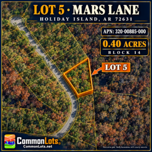 AVAILABLE 1.5 ACRES- RARE TRIPPLE LOT IN HOLIDAY ISLAND, ARKANSAS — LAKE LIVING, GOLF & OZARK BEAUTY!  Three adjoining lots available with road access, power and water — ready for your future home, vacation getaway, or investment! The county appraised each lot at $7,500! APN: 320-00884/85/86